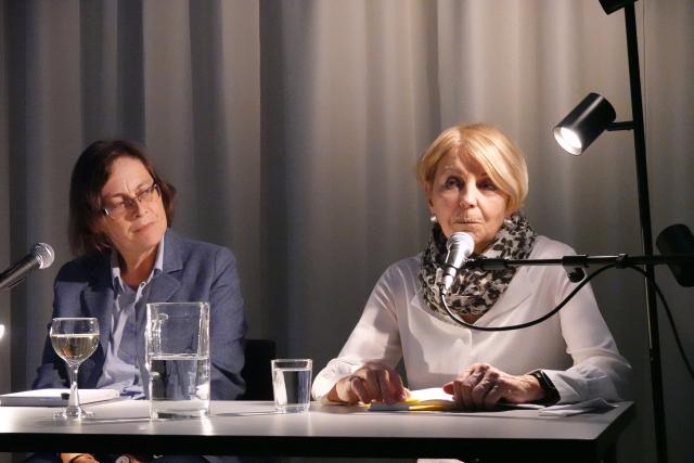 Dine Petrik und Daniela Strigl im Literaturhaus Mattersburg